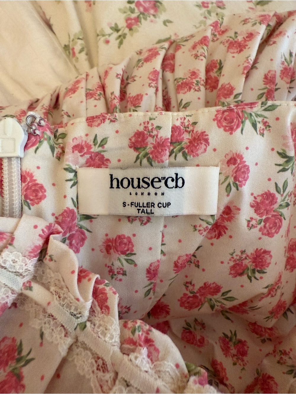House of CB White Mini Dress with Pink Floral Print - Picture 6 of 7